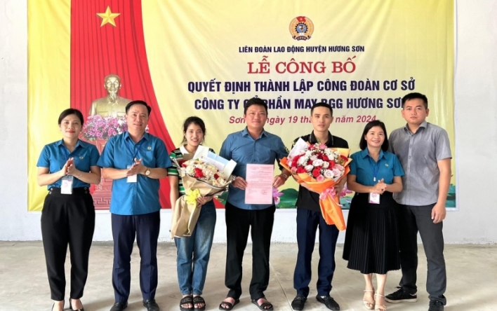 LĐLĐ Hương Sơn: Thành lập CĐCS Công ty cổ phần May BGG